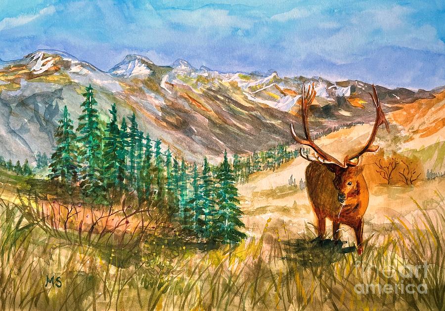 Majestic Elk Painting by Monika Shepherdson
