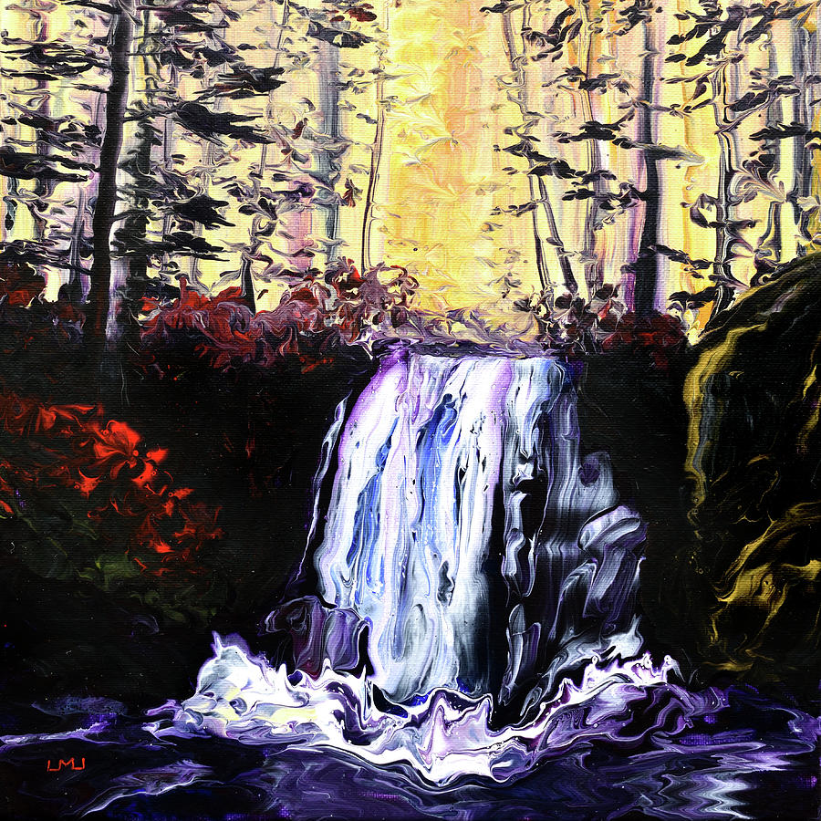 Majestic Falls Sunrise Painting by Laura Iverson