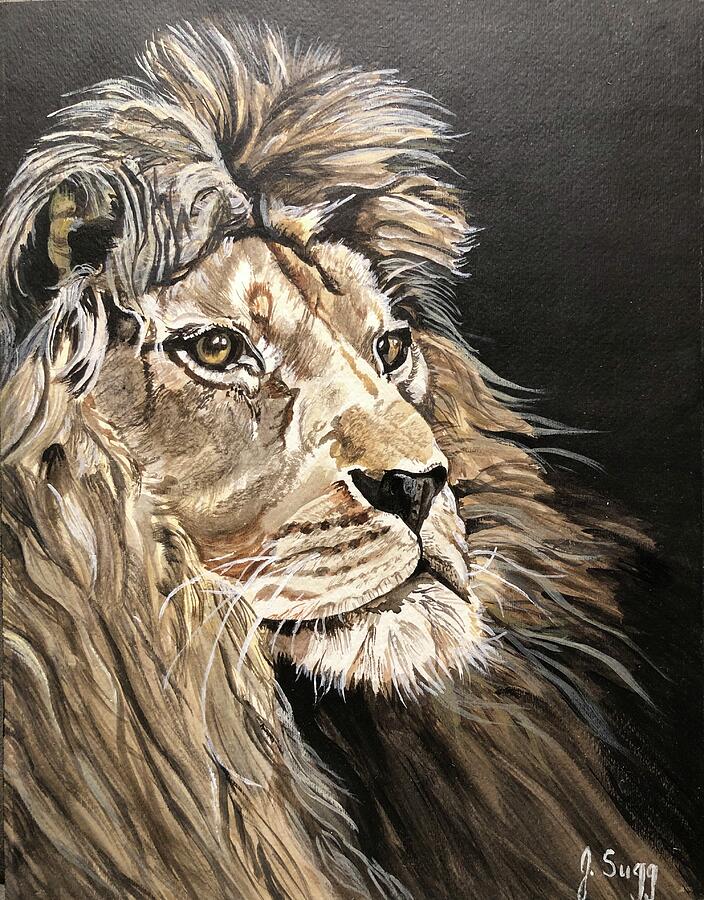 Lion Painting - Majestic by Judy Sugg