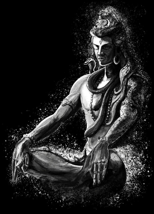 Majestic lord Shiva in Eternal meditation Black Painting by Evans ...