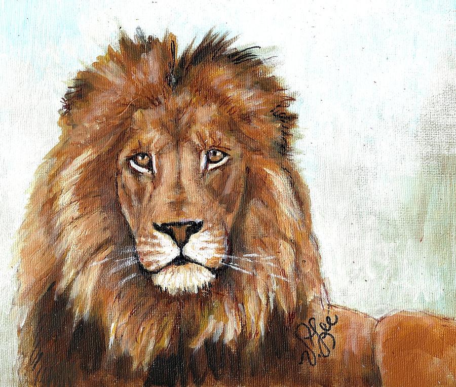 Majestic Male Lion Painting by VLee Watson