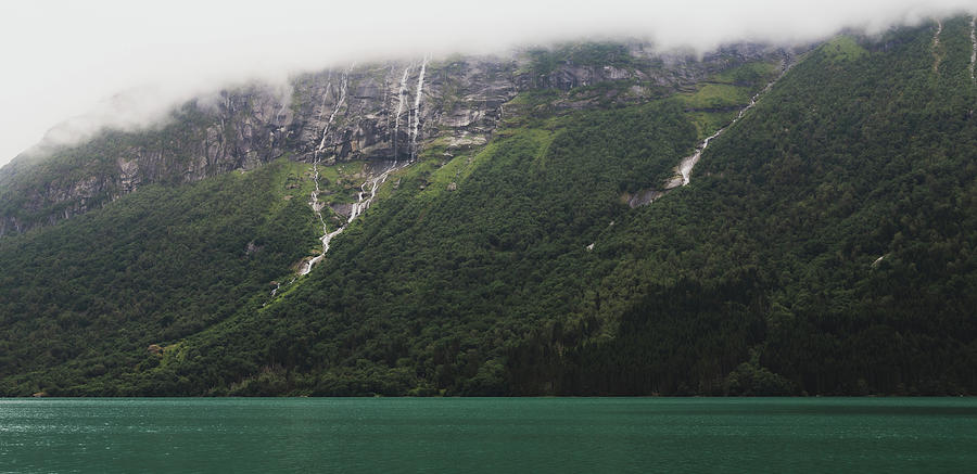 Nature Photograph - Majestic Mountainside by Lake by Nicklas Gustafsson