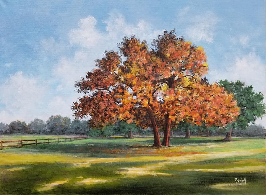  Majestic Fall Oak Painting by Roseanne Schellenberger