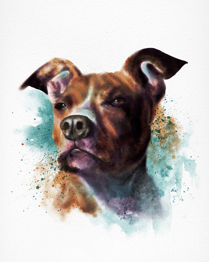 Majestic Pitbull Dog Digital Art by Chiho Watanabe
