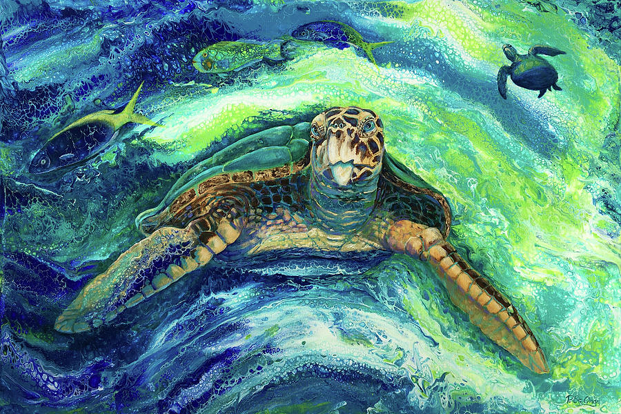 Majestic Sea Turtle Painting by Pat St Onge