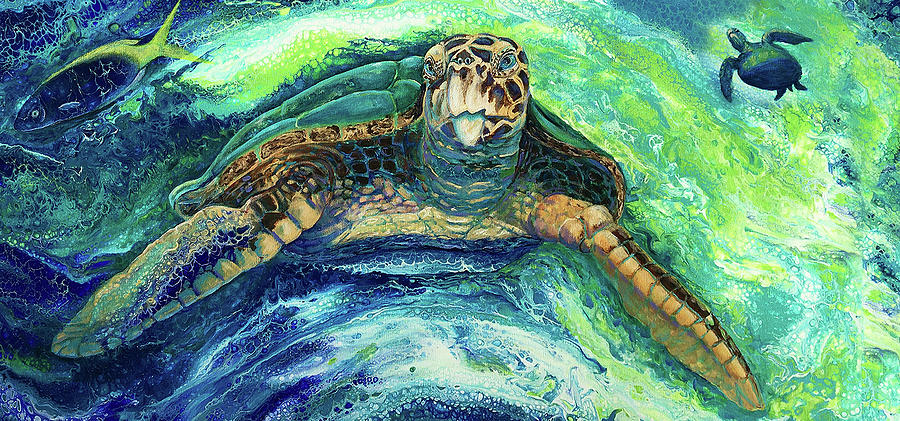 Majestic SeaTurtle phone case Painting by Pat St Onge