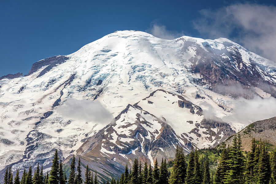 Majestic Snow-covered Mount Rainier Photograph