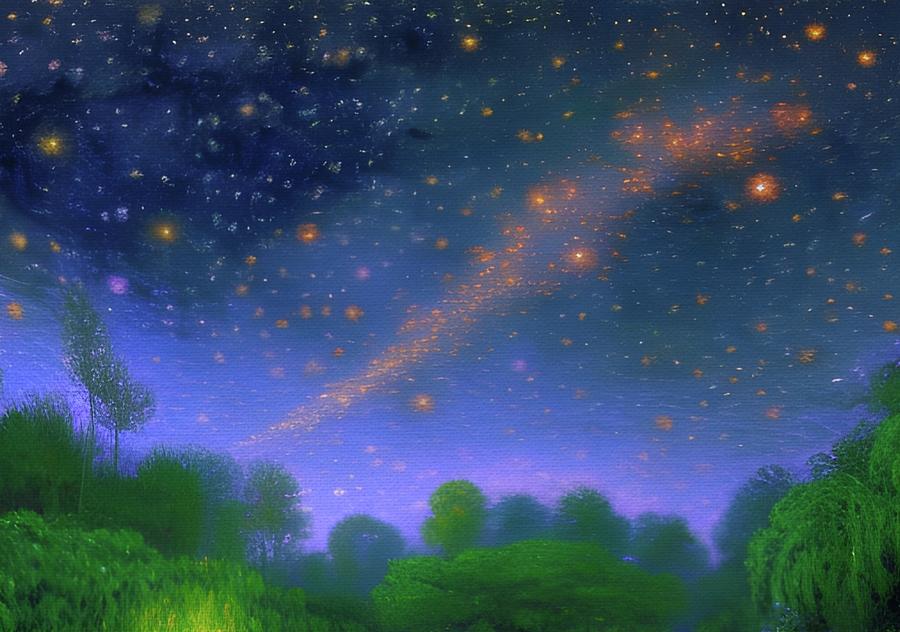 Majestic Summer Midnight  Painting by Ally White