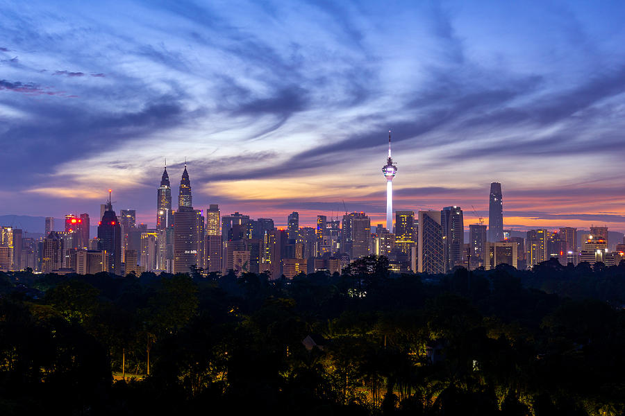 Majestic sunrise over downtown Kuala Lumpur, a capital of Malaysia Photograph by Shaifulzamri