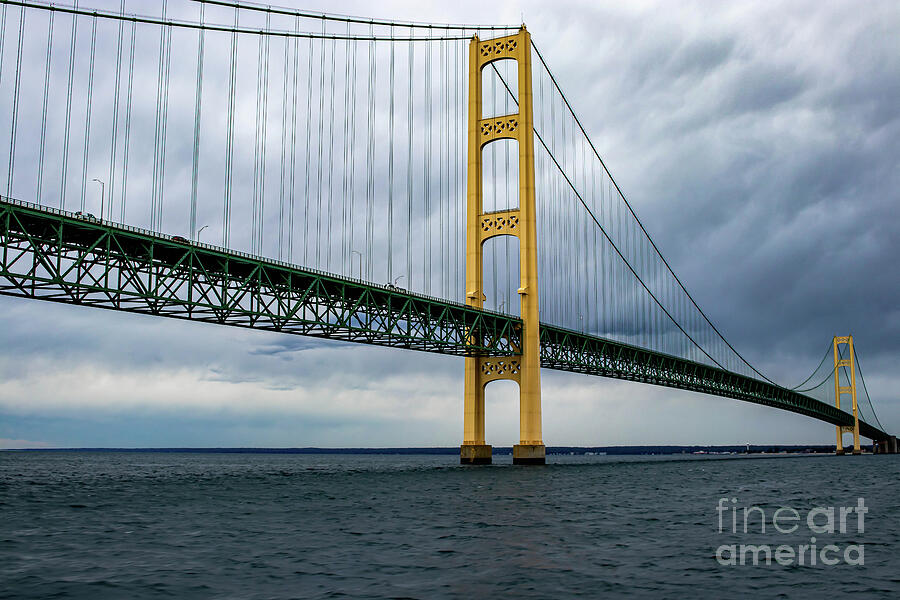 Majestic Suspension Bridge Over Lake Michigan and Lake Huron Photograph by Brigitte Blanchette Thompson Majestic Suspension Bridge Over Lake Michigan and Lake Huron Photograph by Brigitte Blanchette Thompson