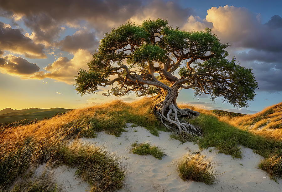 Majestic Tree - A Standout Feature on the Hillside Digital Art by Russ Harris