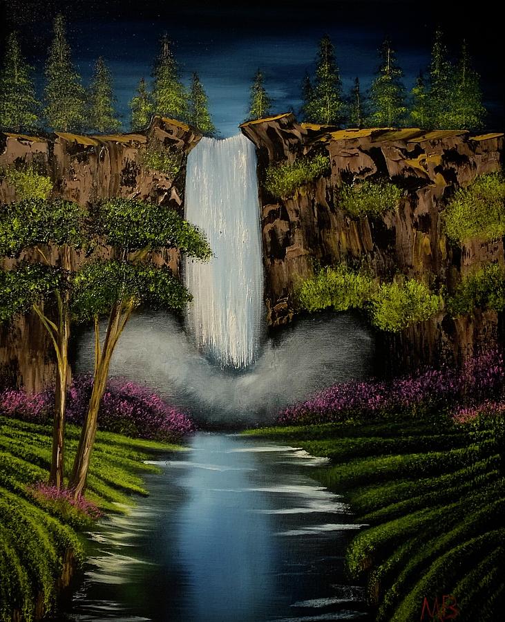 Majestic Waterfall Painting by Marc Burak