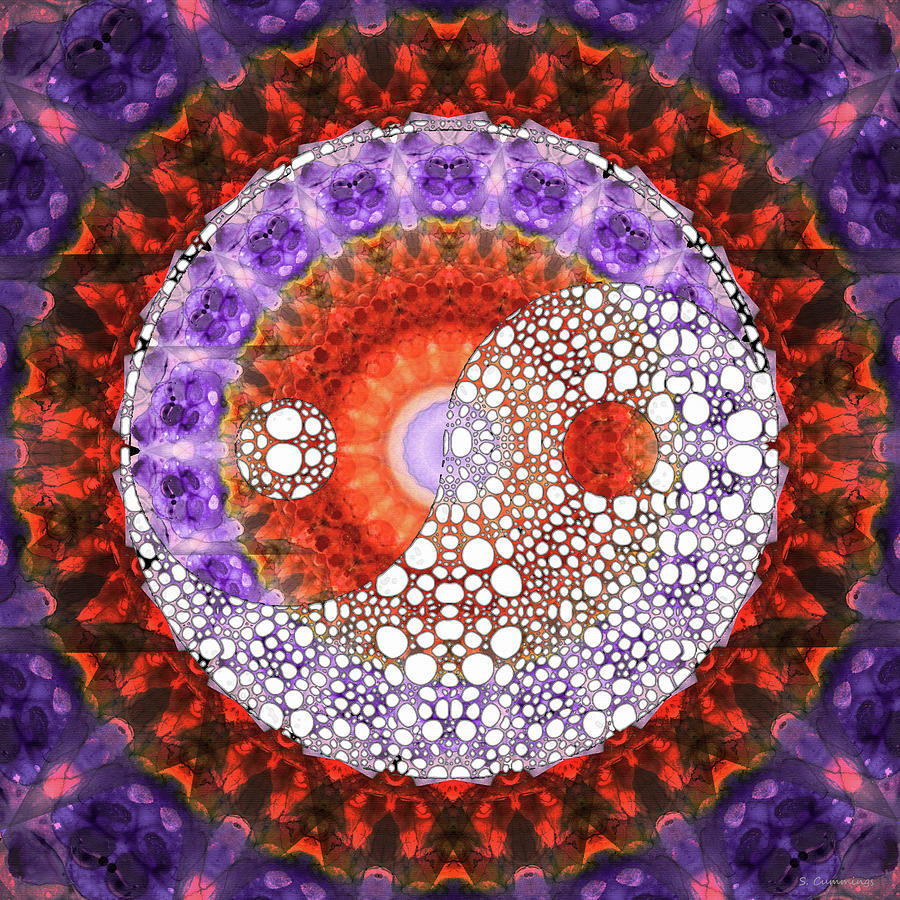 Yin Painting - Majestic Yin And Yang Symbol - Red And Purple Art - Sharon Cummings by Sharon Cummings