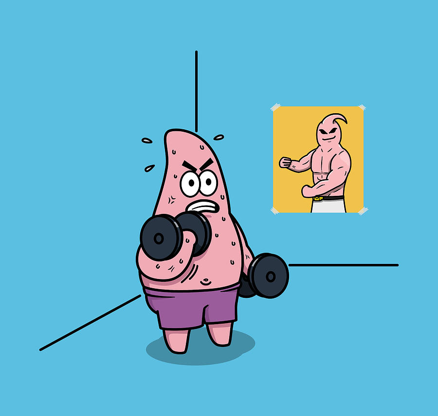 Majin Buu vs Patrick Cardio - Funny Anime Workout Digital Art by ...