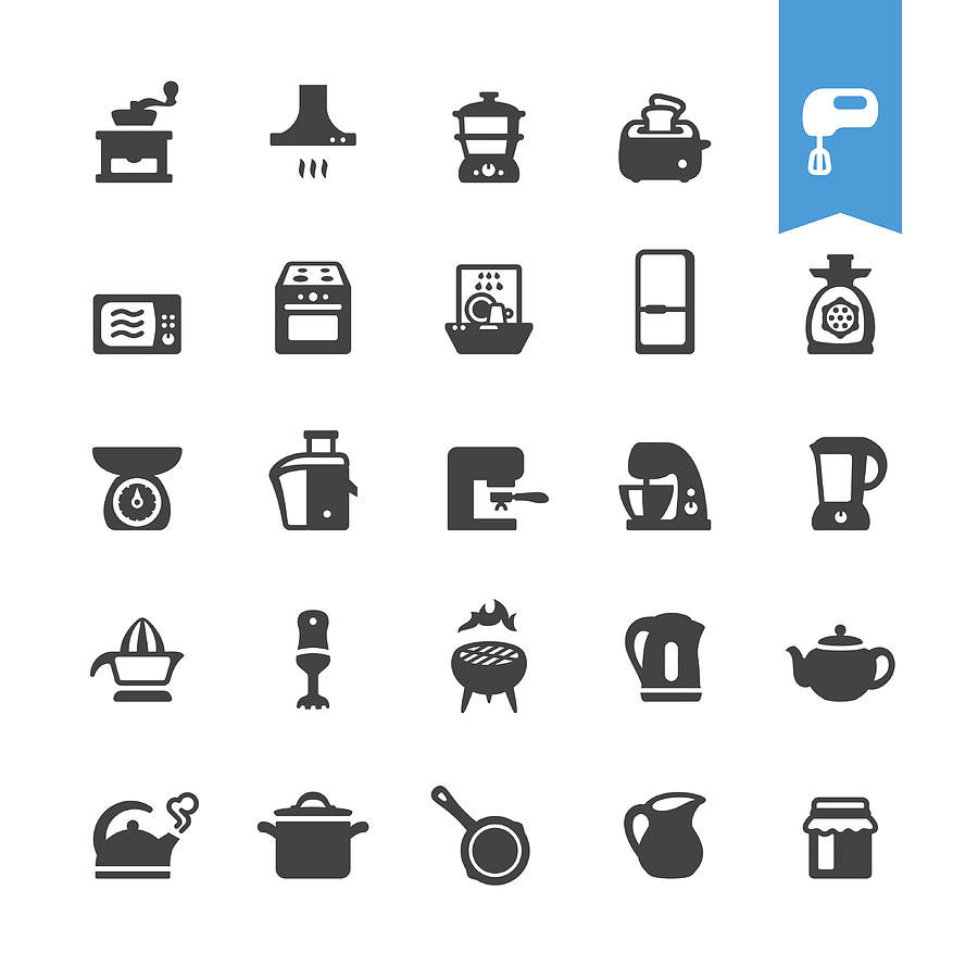 Major Kitchen Appliance vector icons Drawing by Lushik