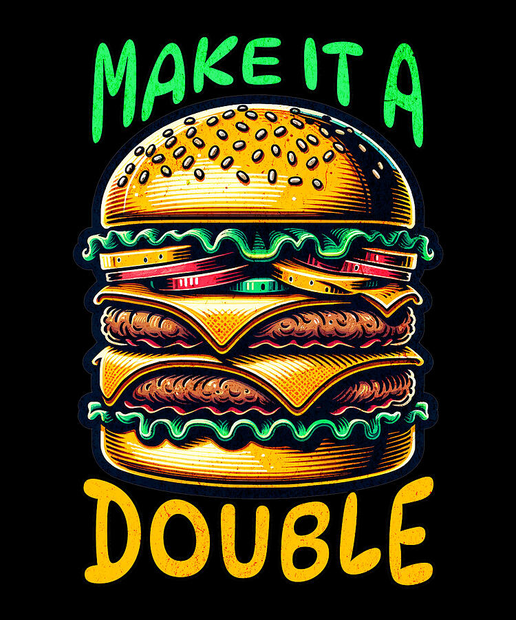 Double Digital Art - Make It A Double Hamburger Lover by Adi