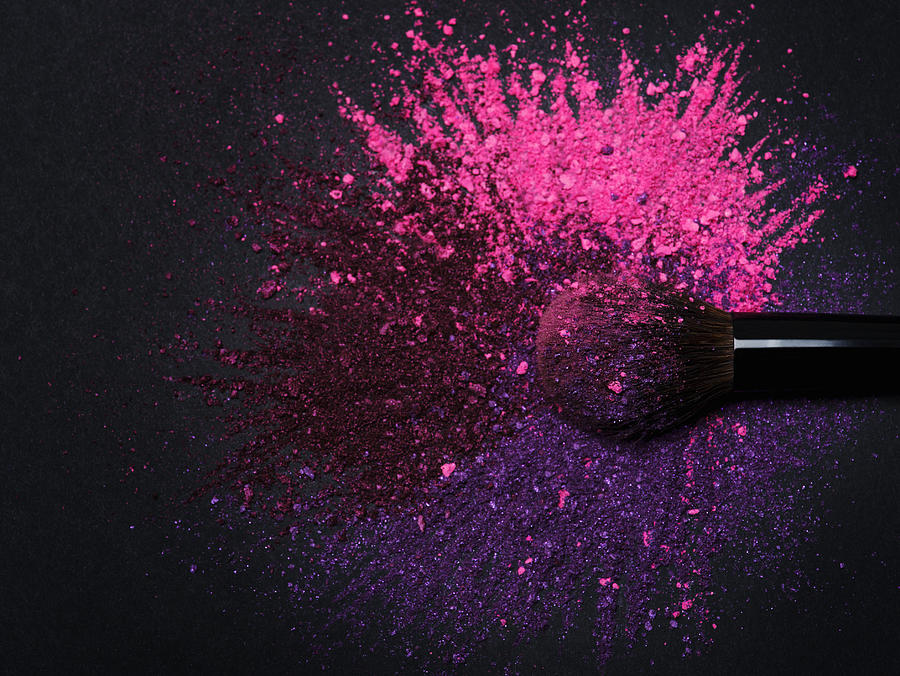 Make-Up Brush Amidst Explosion of Eyeshadow Colors Photograph by Gaelle Beller Studio