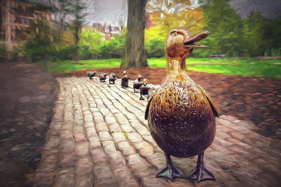 Make Way For Ducklings Boston Painterly  Photograph by Carol Japp