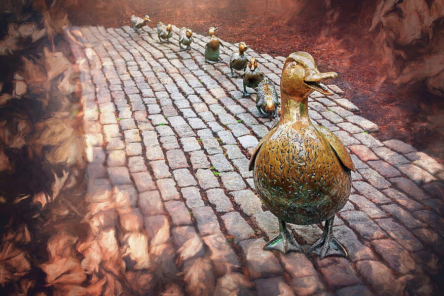 Make Way For Ducklings Boston Public Garden Fall Colors  Photograph by Carol Japp
