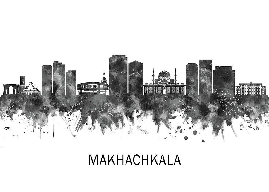 Makhachkala Russia Skyline Bw Mixed Media