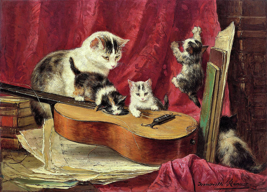 Henriette Ronner Knip Painting - Making music - Digital Remastered Edition by Henriette Ronner-Knip