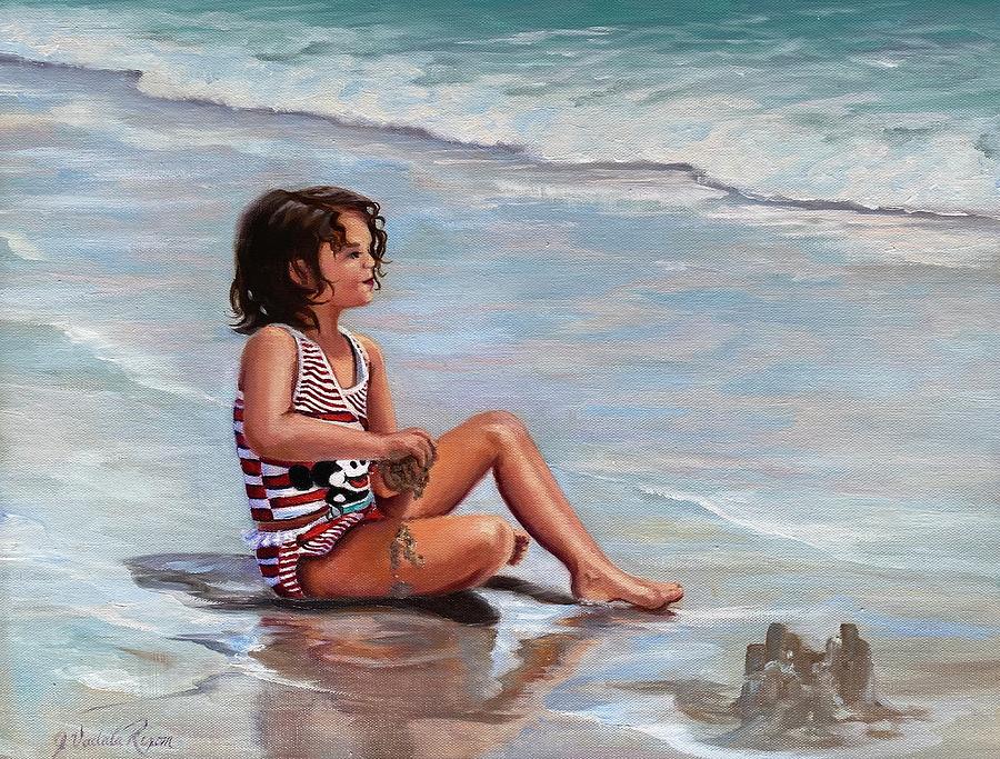 Making Sand Castles Painting by Judy Rixom
