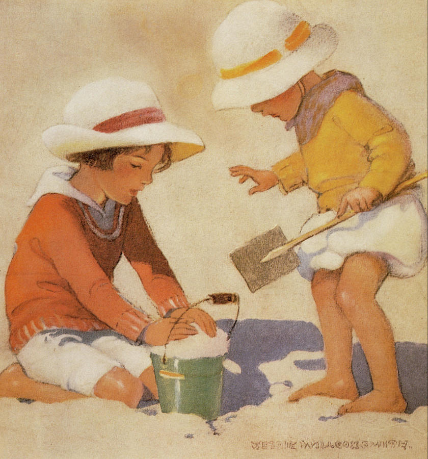 Book Drawing - Making Sandcastles from Good Housekeeping 1920s by Jessie Willcox Smith