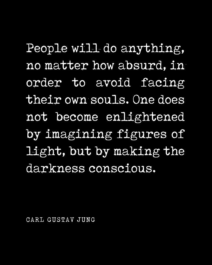 Inspirational Digital Art - Making the darkness conscious - Carl Gustav Jung Quote - Literature - Typewriter Print - Black by Studio Grafiikka