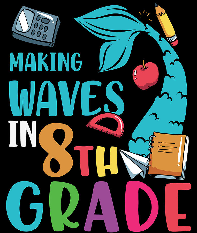 Mermaid Digital Art - Making Waves In 8th Grade Mermaid by Sweet Birdie Studio