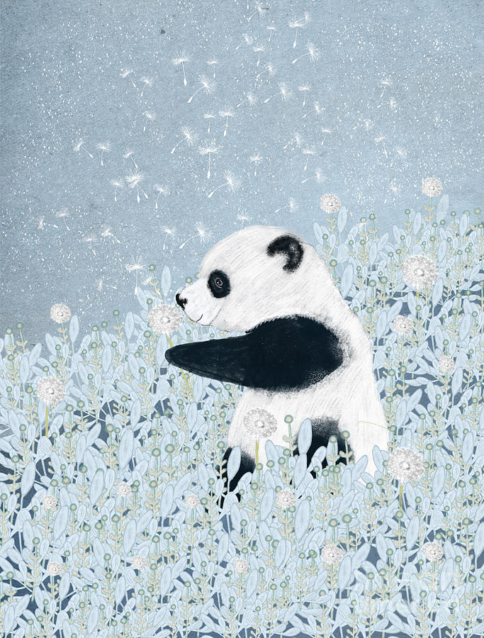Panda Bear Painting - Making Wishes by Bri Buckley