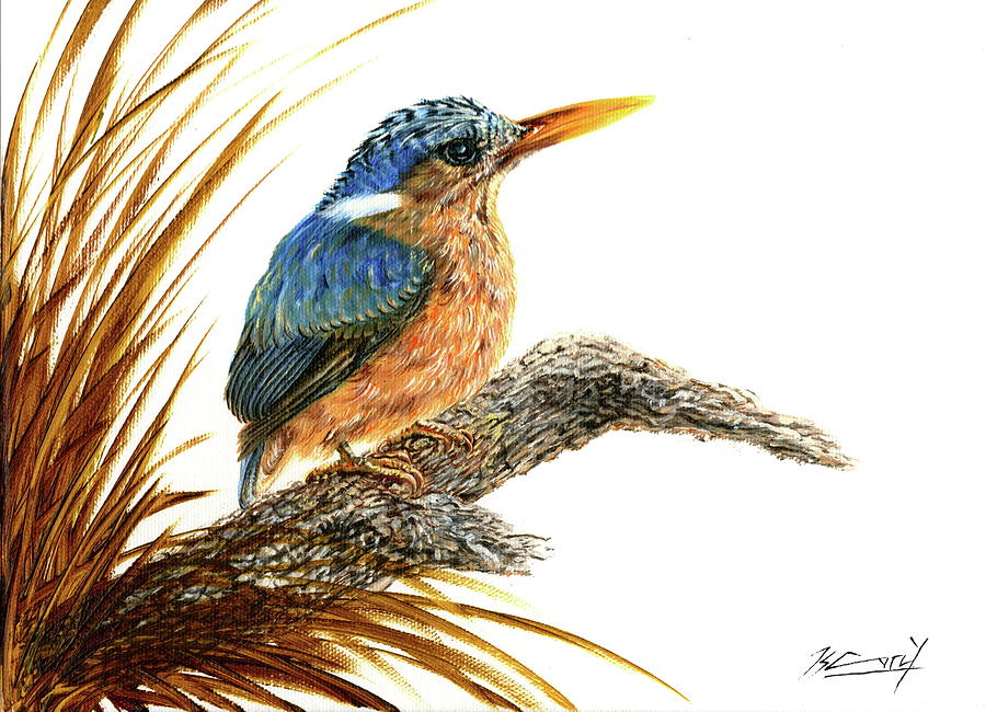 Malachite Kingfisher Painting by Keith Carey