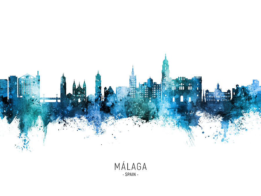 Malaga Spain Skyline #39 Digital Art by Michael Tompsett