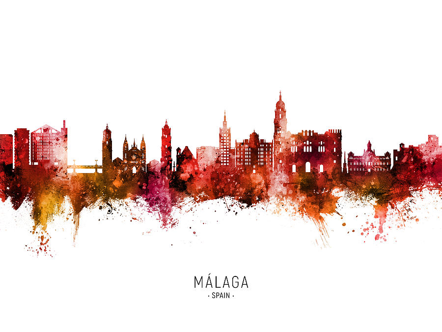 Malaga Spain Skyline #40 Digital Art by Michael Tompsett