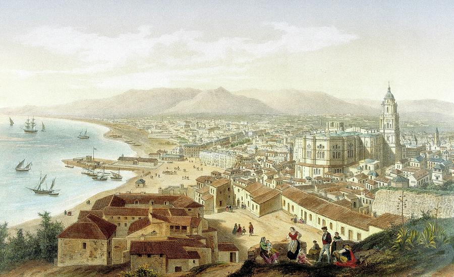 Malaga, View From Gibralfaro. Drawing By Deroy, Xix Century. Printing L. Turgis. Paris. Painting by Album