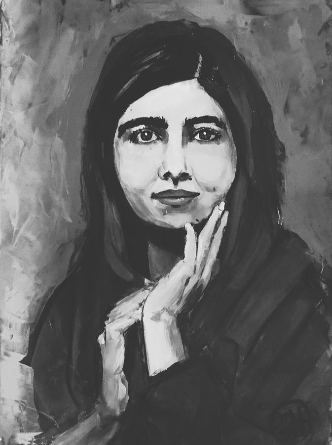Malala _ bw Mixed Media by Eileen Backman