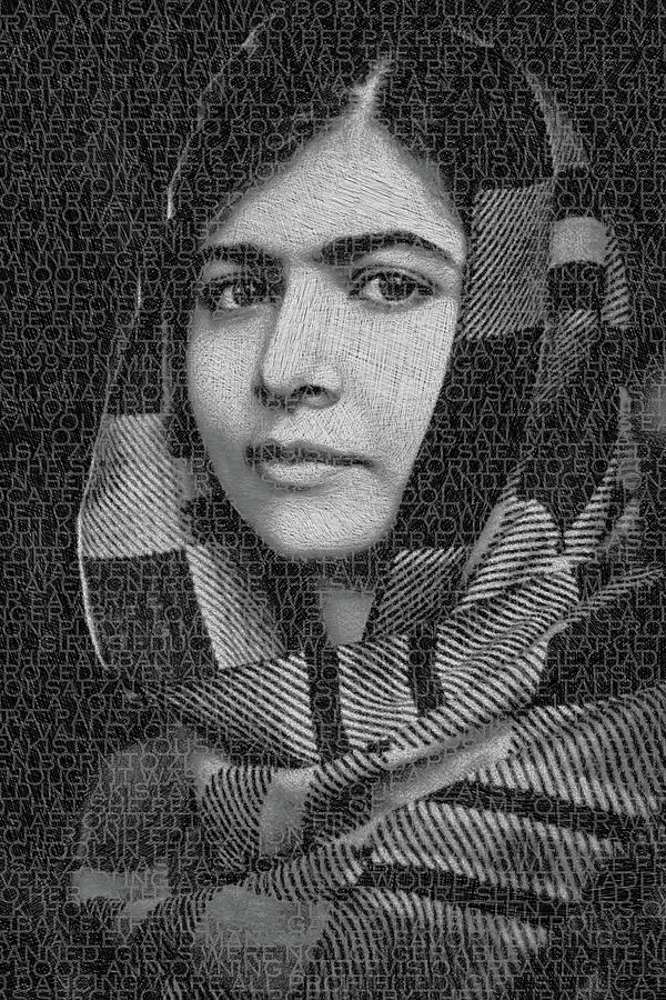 Malala Yousafzai And Quotes Painting by Tony Rubino