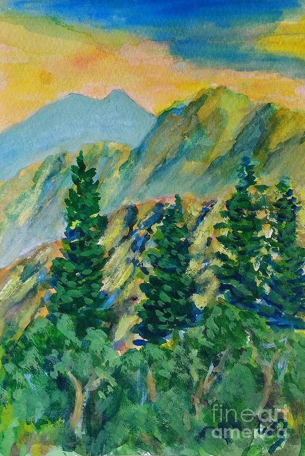 Malans Peak at Dusk Painting by Walt Brodis