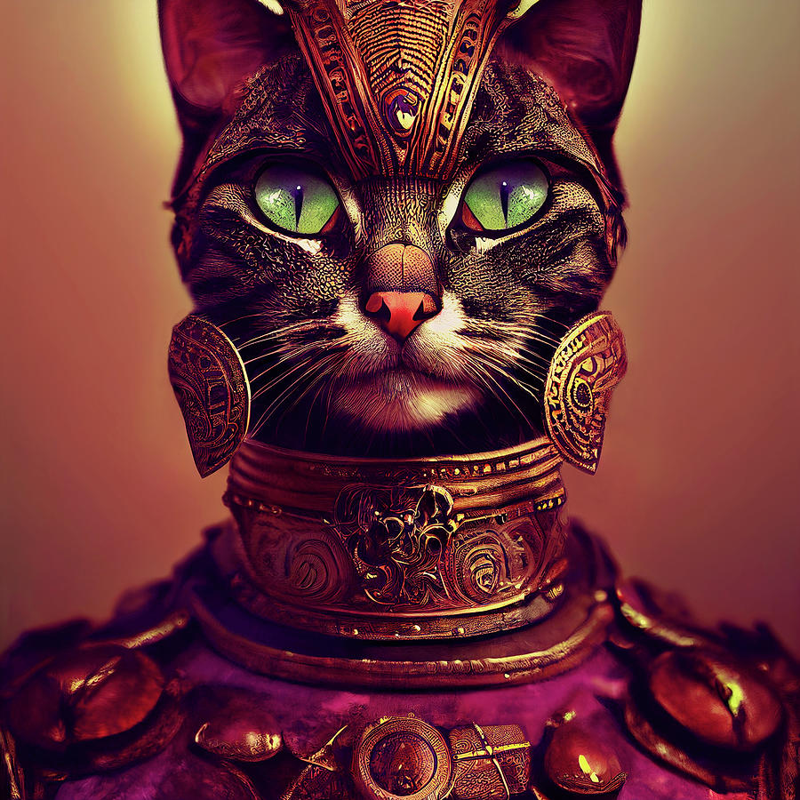 Malaya the Tabby Cat Warrior Digital Art by Peggy Collins