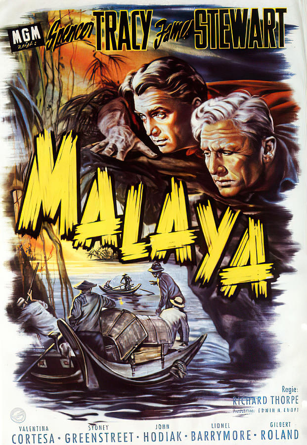 Malaya, with Spencer Tracy and James Stewart, 1949 Mixed Media by Movie World Posters