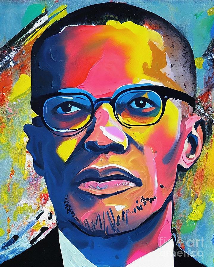 Malcolm X Abstract Art Mixed Media by Lisa Von - Pixels