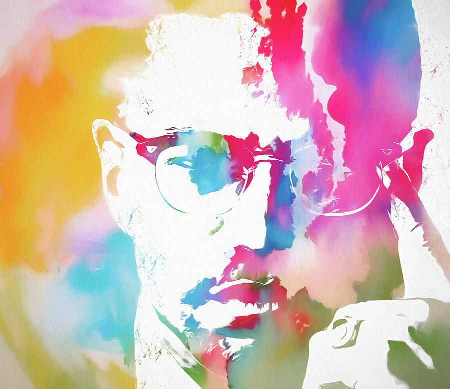 Malcolm X Color Splash Painting by Dan Sproul