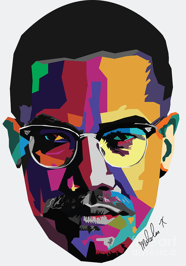 Malcolm X face painting wall art Painting by Hang Nhu Thuy