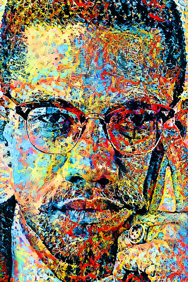 Malcolm X in a Jackson Pollock Vibrant Abstract Expressionist World 20210305 Photograph by Wingsdomain Art and Photography