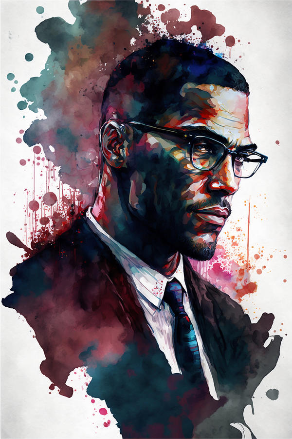 Malcolm X Portrait Digital Art by Kai Saarto