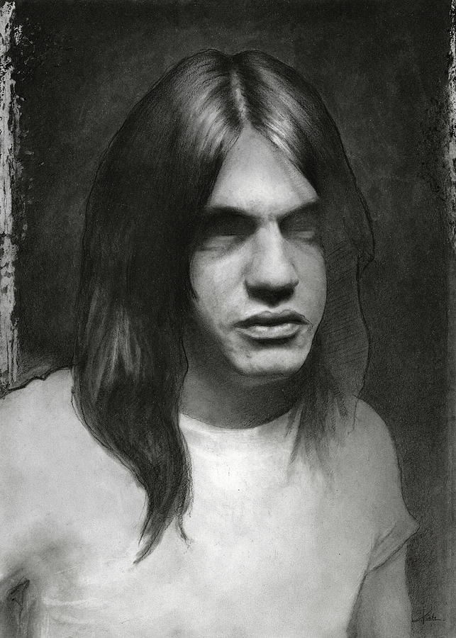 Metallica Drawing - Malcolm Young drawing by Christian Klute