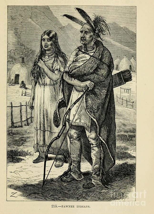 Male and female Pawnee Indians 1872 b1 Drawing by Historic illustrations