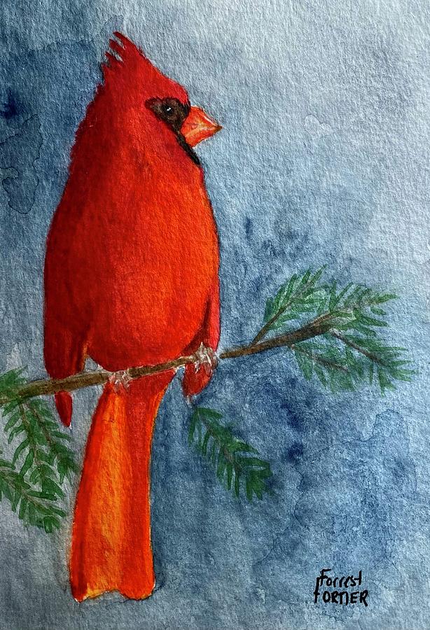 Male Cardinal Painting by Forrest Fortier