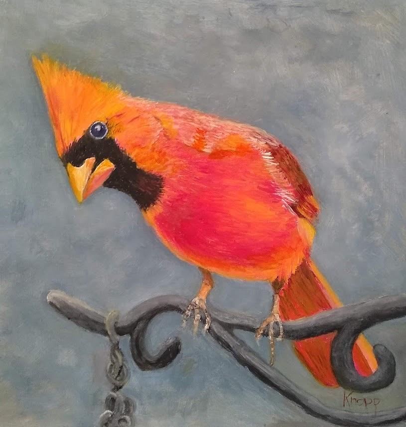 Male Cardinal Painting by Kathy Knopp