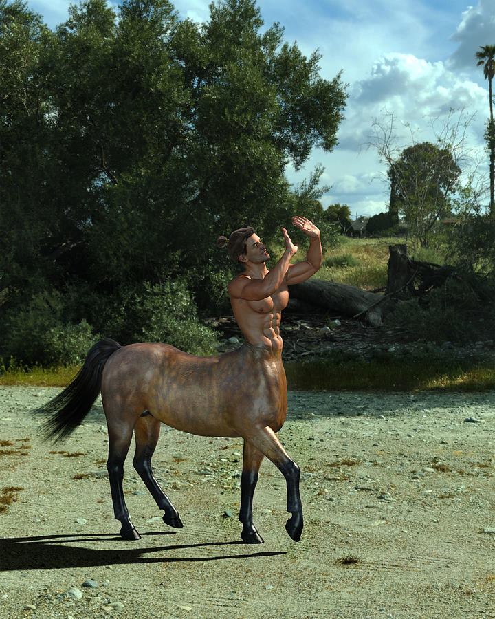 Male Centaur At A Forest Path 3 Digital Art