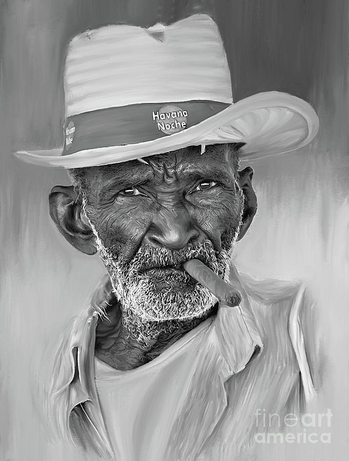 Male Dark Smoker  Painting by Gull G